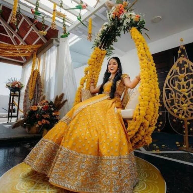 Royal Jhula Haldi Decoration Setup