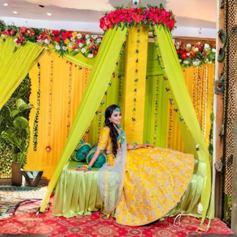Floral Haldi Cabana Decoration Setup