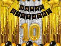 golden and silver 10th birthday decoration