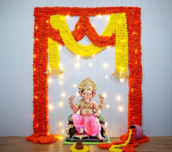 Eco-Friendly Ganesh Chaturthi Decoration Setup