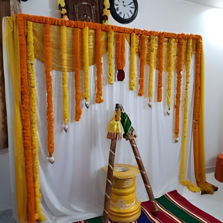 Traditional Marigold Haldi Wall Decoration