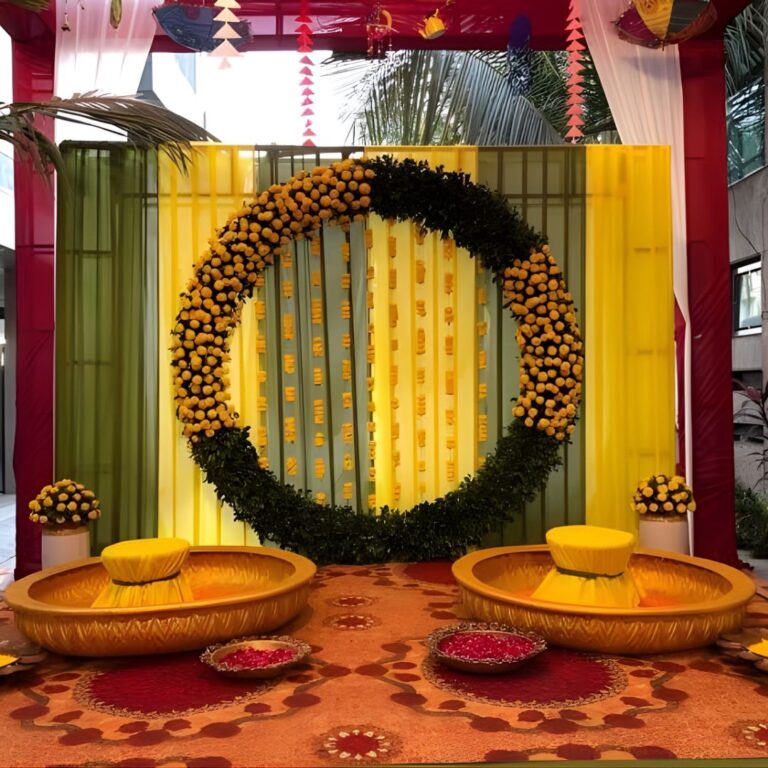 Ring Style Haldi Decoration Setup