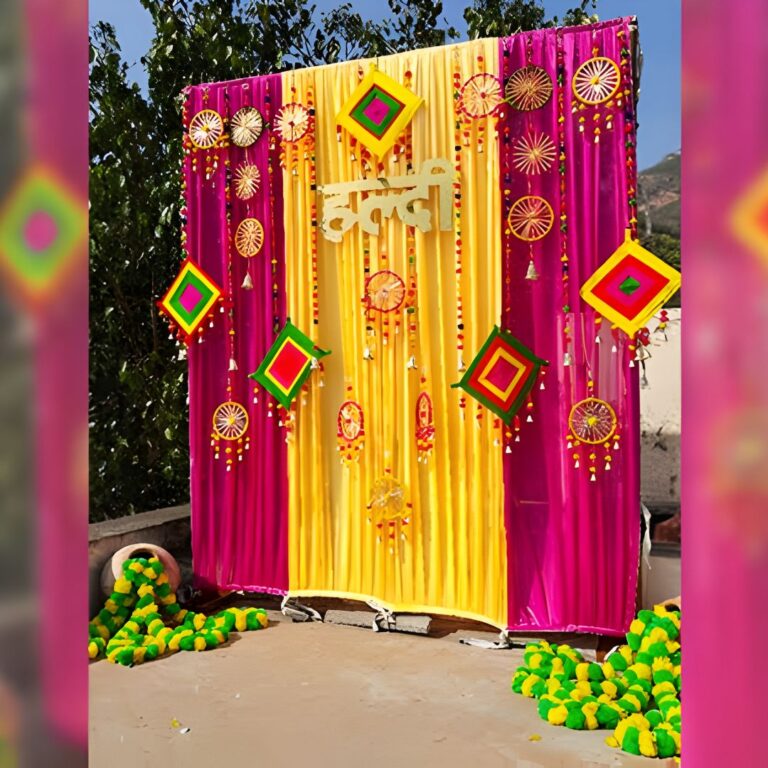 Colorful Haldi Backdrop Frame Decoration
