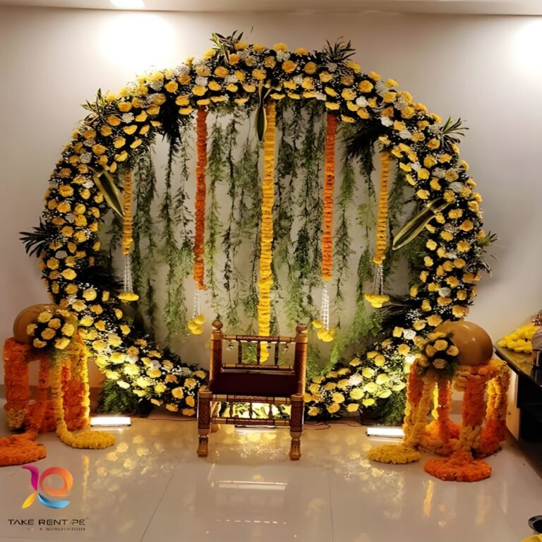 Floral Ring Haldi Stage Decoration