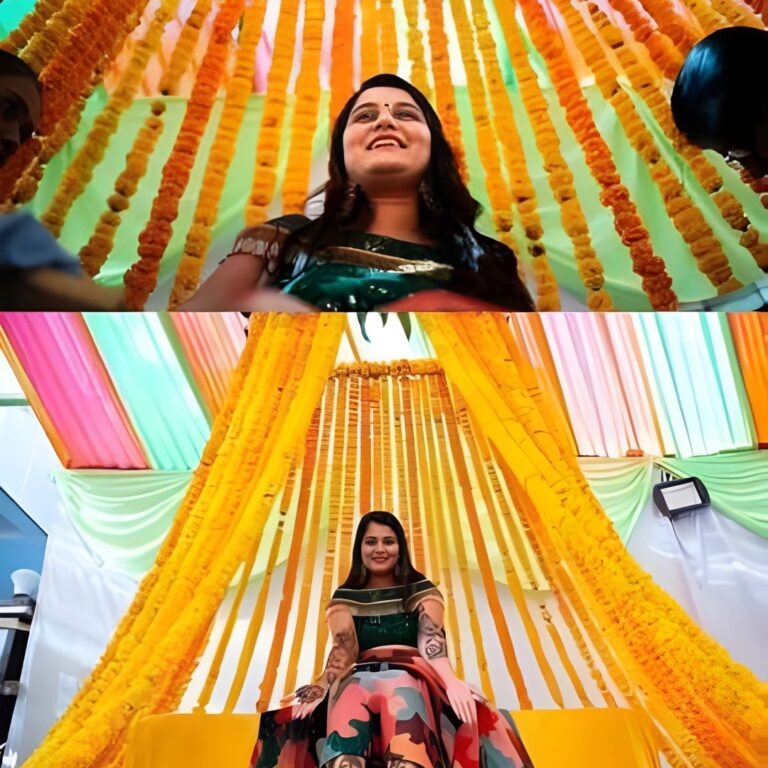 Colorful Umbrella Haldi Canopy Decoration