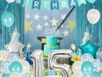 blue theme birthday decoration 15th