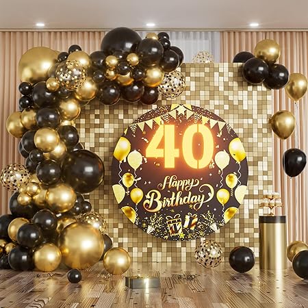 40th Birthday Decorations Black Gold, Light Up Numbers 40 with Happy Birthday