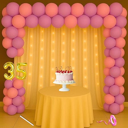 35th Birthday Decoration Kit – Pink & Purple Theme for Boys, Men | 30 Pcs Pastel Balloons with “Happy Birthday” Banner | Party Decoration Set