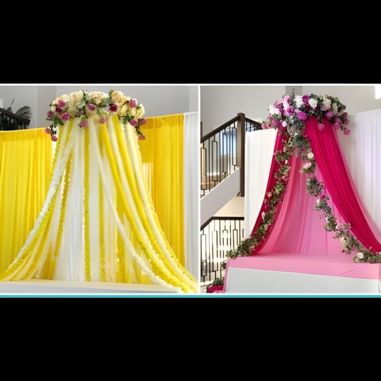 Dual Color Draped Haldi Backdrop Decoration