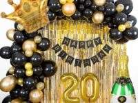Black and golden 20th birthday decor