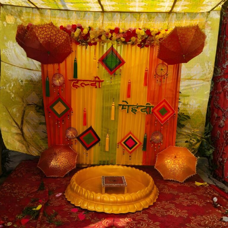 Rustic Haldi Floor Seating Decoration