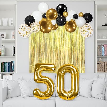 Party Propz 50th Birthday Decoration Pack – 27 Pcs Set with Balloons, Banner & Party Props | 50 Years Celebration Decorations for Men, Dad’s 50th Birthday Kit