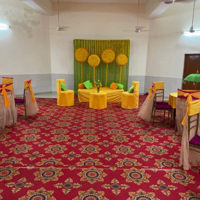 Indoor Haldi Stage Decoration Setup