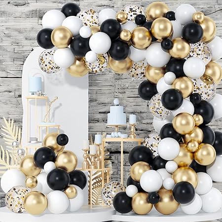 Toys Treasure 82-Pc Birthday Decoration Kit – Black & Gold Theme for Boys | Confetti Balloons & Party Combo Set