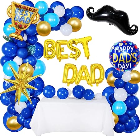 Father’s Day Balloon Garland & Arch Kit Blue & Gold Balloons
