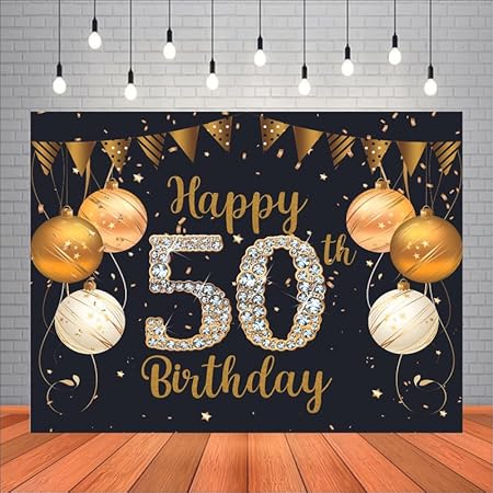 Party Baazaar Happy 50th Birthday Backdrop Cheers to 50 Years 50th Birthday Party Supplies Decorations Backdrop Banner