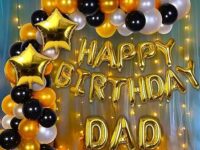 Dad Birthday Decoration Kit Golden, Black & Silver Theme Party Set