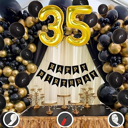 Mystic Toy Store 35th Birthday Decoration Items for Black and Gold