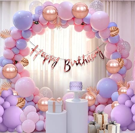 Party Propz Latex Birthday Decoration Kit for Girls – 60 Pcs Balloons
