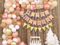 Party Propz 49-Pc Rose Gold Birthday Decoration Kit for Boys Happy Birthday Banner, Rose Gold Balloons & Party Decor Items | Birthday Party Decorations for Boys