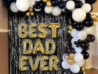 Father’s Day Celebration Balloon Set “Best Dad Ever” Gold Foil