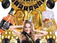 Black and Gold Happy Birthday Decorations for Women