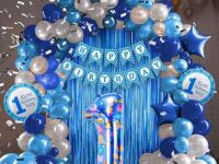 Just Party 1st Birthday Boy Decoration Set – 65-Piece Complete Birthday Party Supplies for Boys’ First Birthday