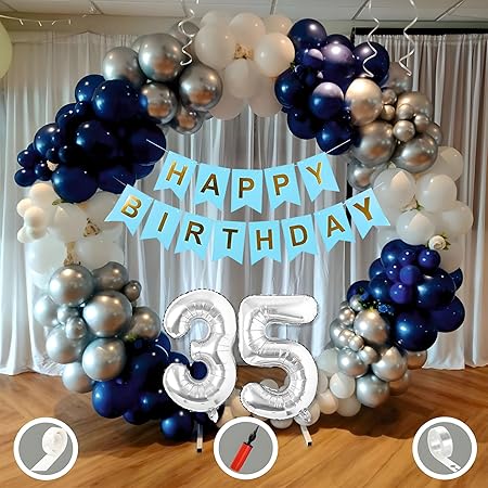 Mystic Toy Store 35th Birthday Decoration Items for Blue and White Theme