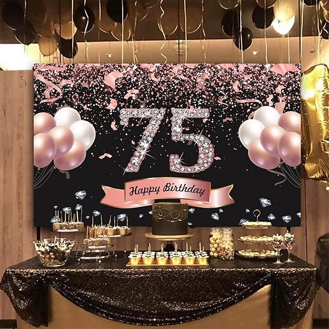 Trgowaul 75th birthday banner come with a roll of rope which allow you to pass the rope through the four corners of the banner. Then hang it on the tree