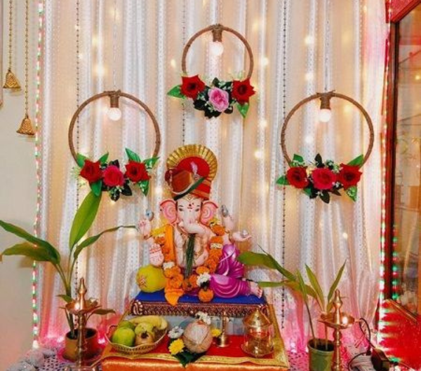Simple Ganpati Mandap Decoration