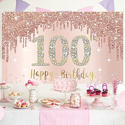 Make her 100th birthday truly unforgettable with this elegant Happy 100th Birthday Banner Backdrop. Designed in stunning rose gold and pink, this backdrop adds a touch