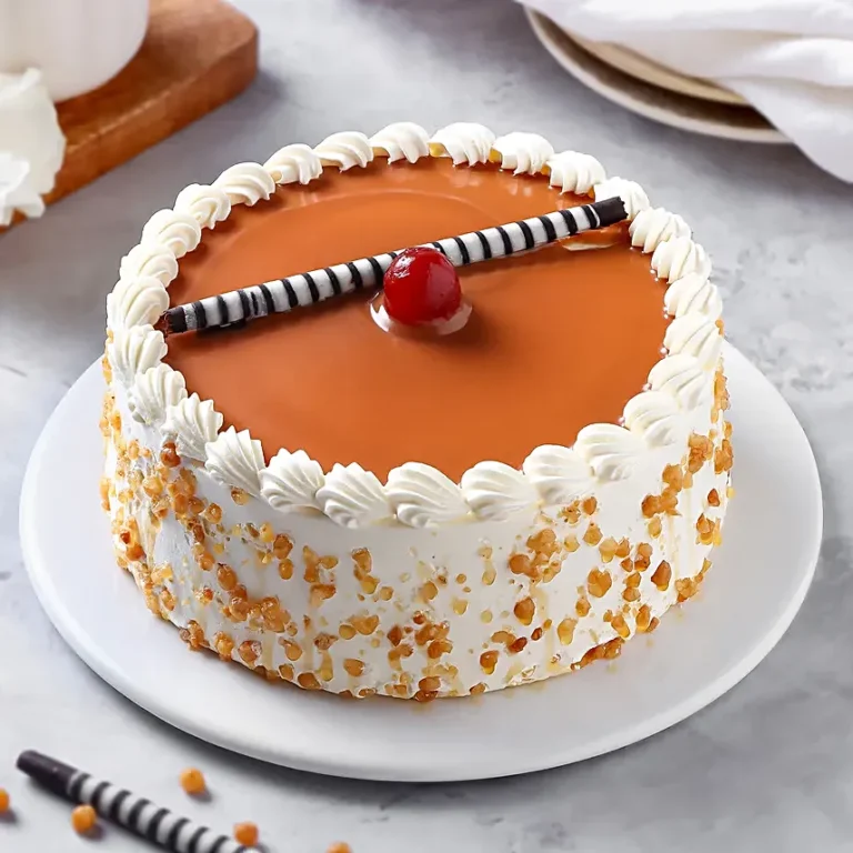 Golden Butterscotch Eggless Cake – Soft, Moist & Delicious