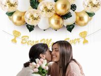 Golden Mom Birthday Decoration Set “Best Mom Ever” Banner & Balloons