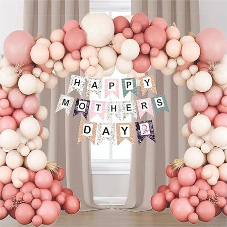 Mother’s Day Celebration Balloon Décor 63 Pcs Pastel Peach & Rose