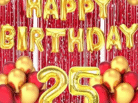 Flyloons 25th Birthday Decoration Kit – Gold & Red Theme for Boys, Gold & Red Balloons with Golden “Happy Birthday” Banner | Party Decoration