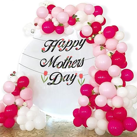 Mother’s Day Red & Black Tulip Balloon Décor Set (104 Pcs)