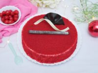 Red Velvet Round – Classic round red velvet cake topped with silky cream cheese frosting.