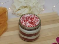 Red Velvet Jar Cake - Velvety red velvet layers paired with smooth cream cheese frosting in a jar.