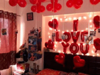 “I Love You” Romantic Room Decoration with Balloons & Heart Foils