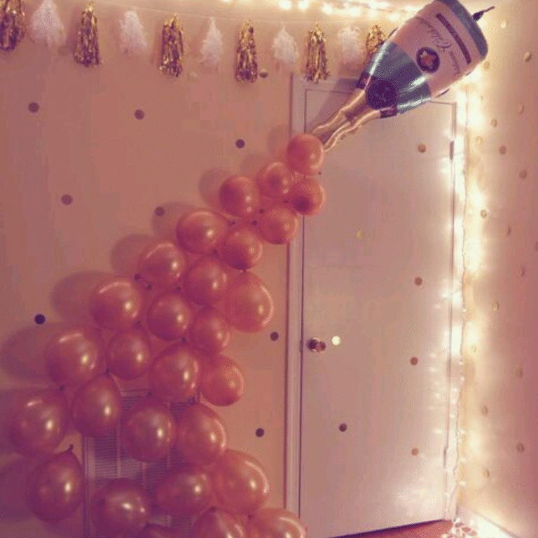 Rose Gold Champagne Bottle Balloon Decoration for Birthday & Party