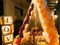 Romantic Canopy Decoration with Love Box, Balloons & Lights