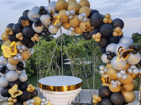 Luxury Outdoor Balloon Ring Decoration with Floral Accents