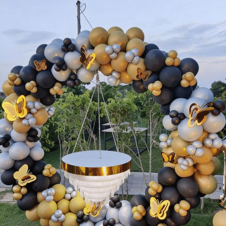 Luxury Outdoor Balloon Ring Decoration with Floral Accents