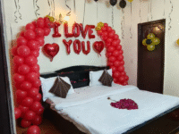 Double Half Arch Romantic Room Decoration with “I Love You” Foil