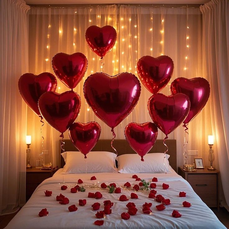 Floating Heart Foil Romantic Bedroom Decoration