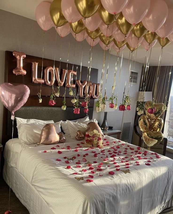 Rose Gold “I Love You” Luxury Romantic Room Decoration