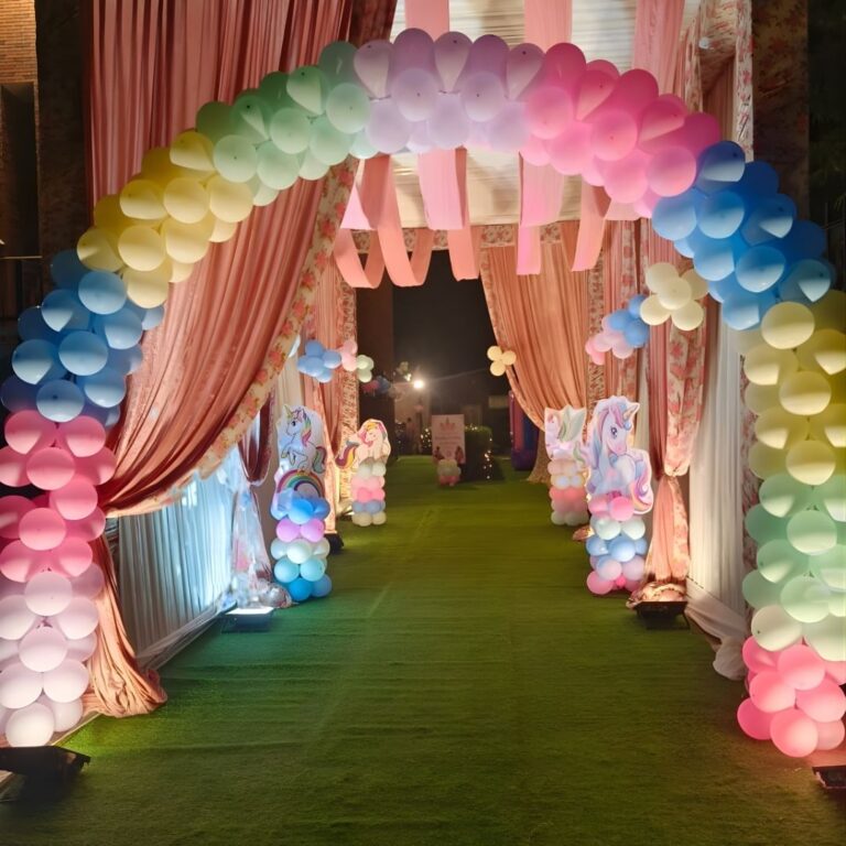 Birthday Entrance Decoration with Pastel Balloon Arch