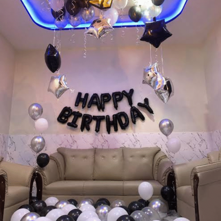 1st Birthday Boy Silver Balloon Decoration with Foil Banner