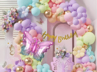 1st Birthday Boy Pastel Butterfly Theme Decoration with Balloon Backdrop