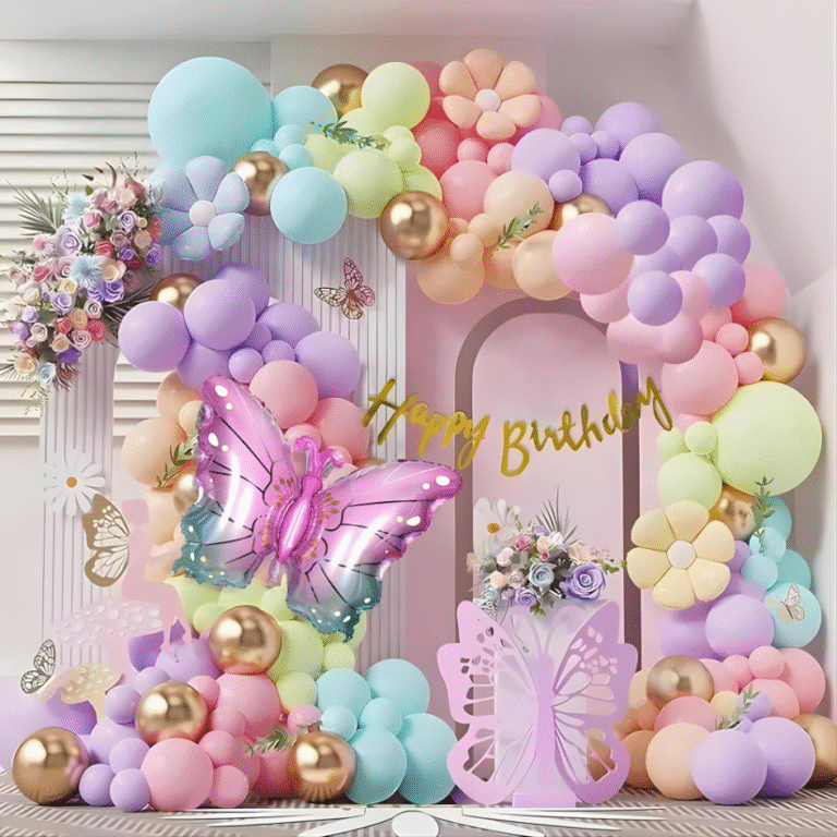 1st Birthday Boy Pastel Butterfly Theme Decoration with Balloon Backdrop